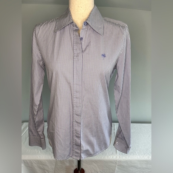 Lilly Pulitzer Striped Button Up Gingham Shirt blue and white Womens Size 4 - Picture 1 of 13